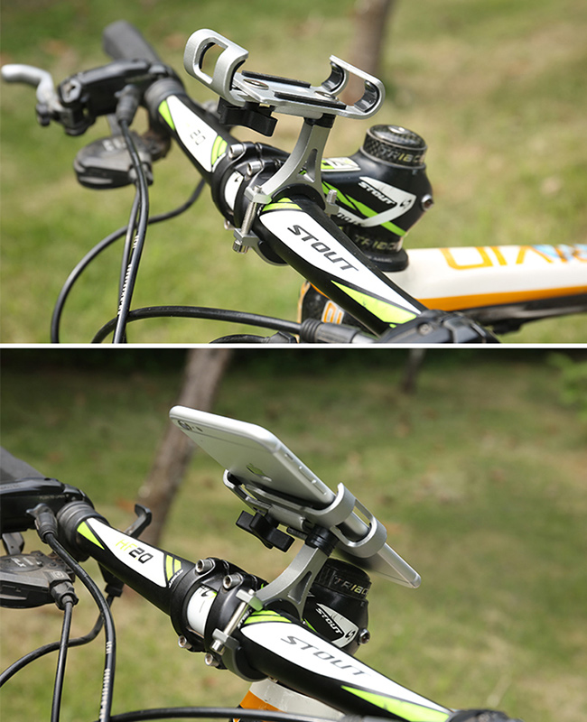 Odolný kovový držiak na bicykel na mobil z hliníka.
